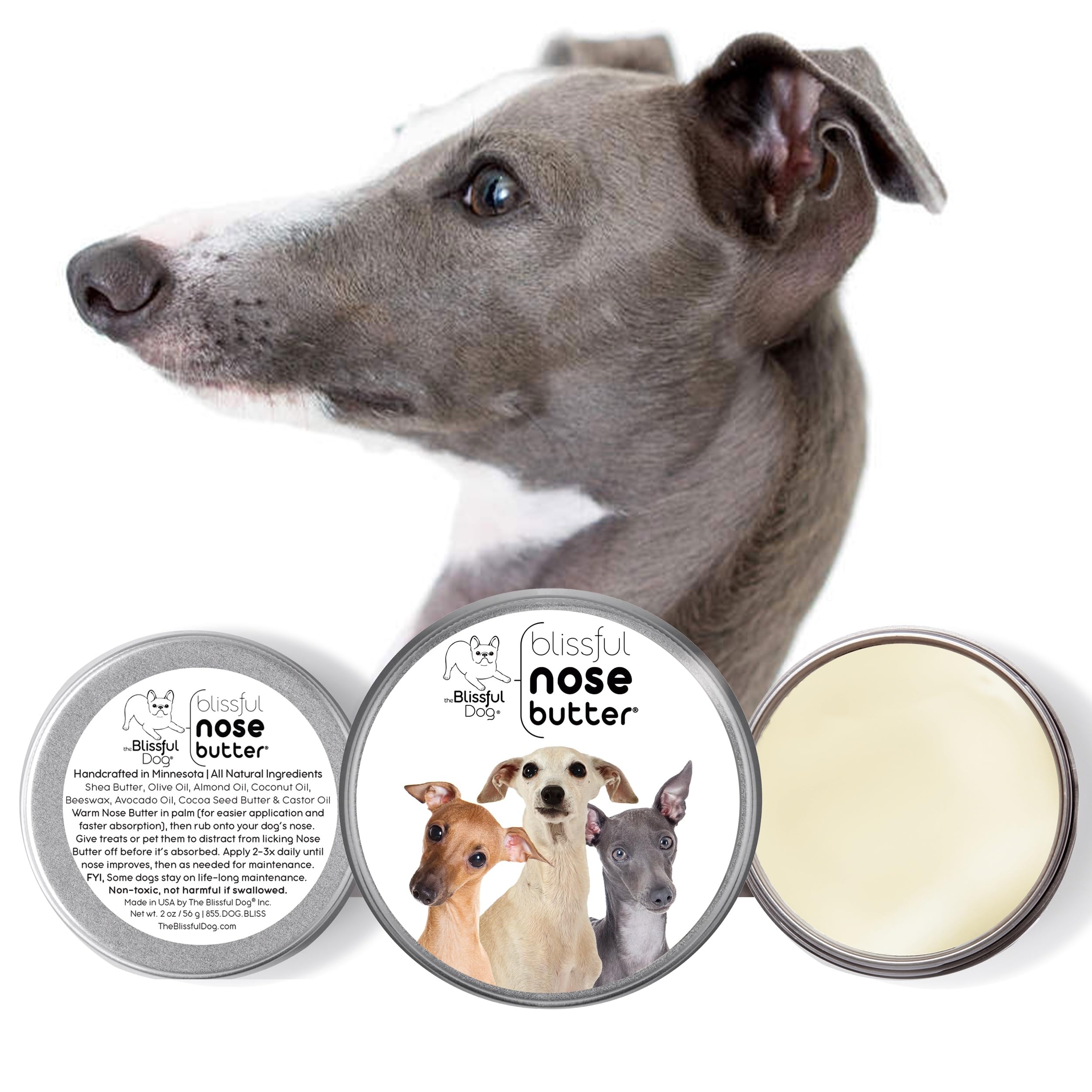 The Blissful Dog Italian Greyhound Unscented Nose Butter - Dog Nose Butter, 8 Ounce